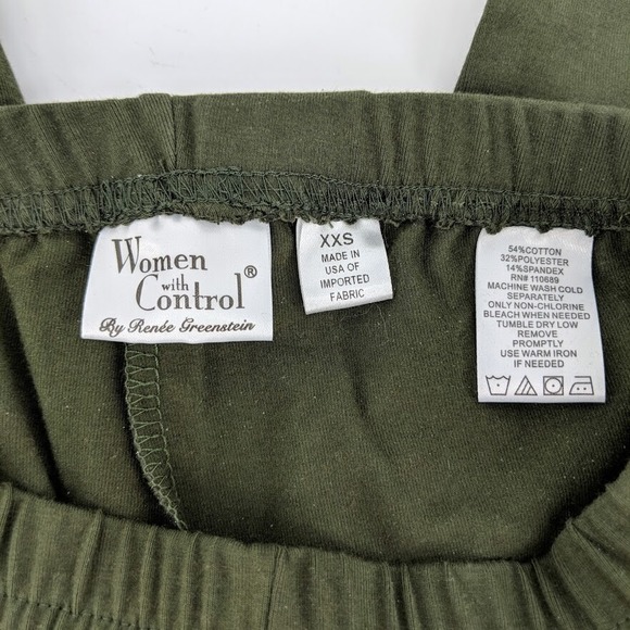 Women with Control Knit Skinny Leggings Elastic Waist Pull On Olive Green XXS - Picture 6 of 6